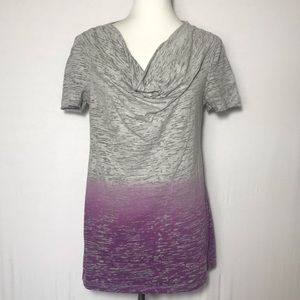 Calvin Klein Performance Grey & Purple Ombre Short Sleeve Cowl Neck Size L